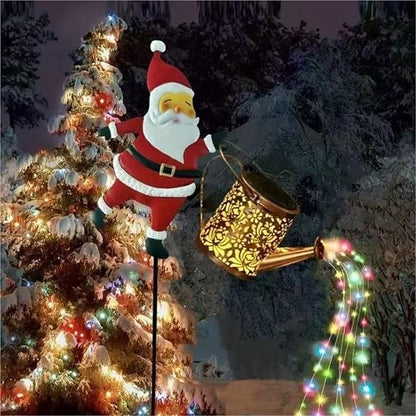 Christmas Solar Santa Watering Can Lights - Outdoor Garden Decor, Waterproof LED Pathway Patio Lights for Holiday Ambiance (1Colorful)