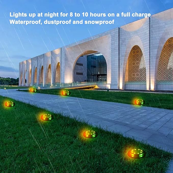 Solar Ground Lights 4 Sets 5W Colorful Gradient Side Glowing Waterproof IP65 Outdoor Garden Lamps - Automatic | Lumora