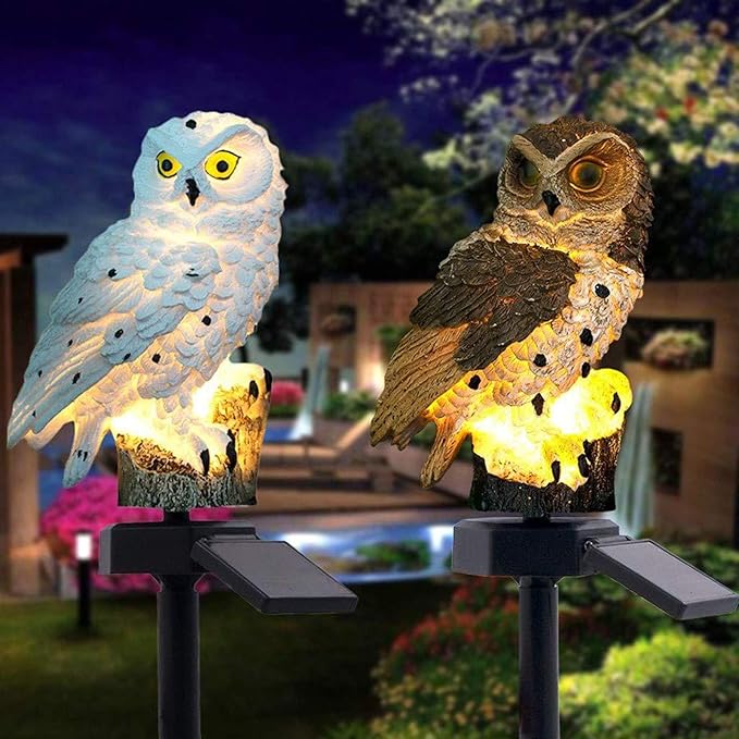 Garden Solar Light Outdoor Decorative, Owl Decor Solar Pathway Lights Outdoor LED Solar Garden Lights, Garden Solar Lights Outdoor Waterproof Decorative,White