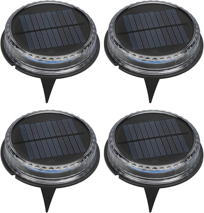 Hyuduo Solar Ground Lights Outdoor, IP65 Waterproof Pathway LED Lights with Warm White Light, Auto On/Off Sensor, 4 Pack for Garden Yard Driveway