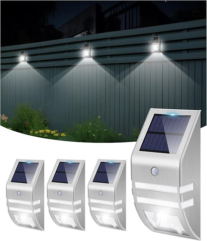 RGB Up & Down Solar Deck Lights 4 Pack + 4 Pack Solar Motion Lights, Wall Mount for Yard Patio Step Stairs Rail, Decor for Halloween Christmas