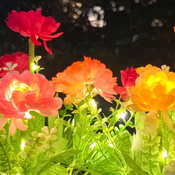Solar Flowers Lights, 2 Pack Solar Garden Lights with 14 Blooming Flowers, Waterproof Solar Outdoor Fairy Lights | Lumora