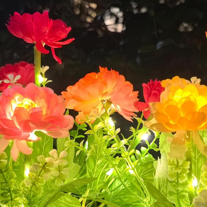 Solar Flowers Lights, 2 Pack Solar Garden Lights with 14 Blooming Flowers, Waterproof Solar Outdoor Fairy Lights for Outside Yard, Garden, Pathway, Walkway, Patio, Lawn, Cemetery, Grave Decor