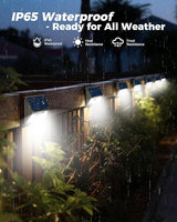 12 Pack Solar Fence Lights Waterproof, Motion Sensor Deck Lights Outdoor, Cold White LED Outside Lights Wireless | Lumora