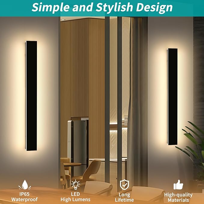 Mikeru 39inch Outdoor Wall Light Fixtures, 3000k Exterior Wall Sconces, Acrylic Invisible Exterior Wall Light for | Lumora
