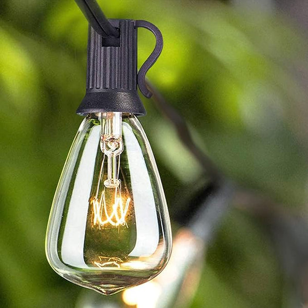 SUNSGNE 25Ft Outdoor String Lights with 27 Edison Bulbs (2 Spare), Waterproof Connectable ST35 String Light for | Lumora