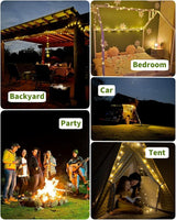 Solar Camping String Lights, 39.4 FT Fairy String Light, 4 in 1 Portable Waterproof Camp Lamp with 8 Lighting | Lumora