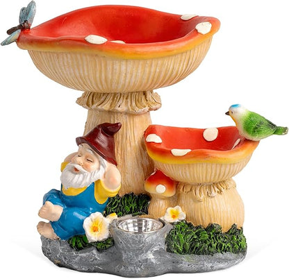 Solar Gnome Statues Figurine Lights - Garden Lighting Outdoor Decorations, Gnome Sleeping Under Mushroom, Yard Art Lawn Ornaments for Porch Patio Balcony - Gnome Gifts for Women Mom