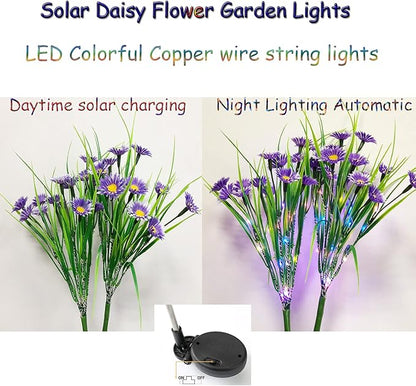 Solar Lawn Light Flower Light 2 Pack 28LED Daisy Solar Garden Light,Outdoor Decoration Stake Lights,Waterproof Solar Landscape Light Statue lamp Garden Stakes Decorative,Lawn (Purple)
