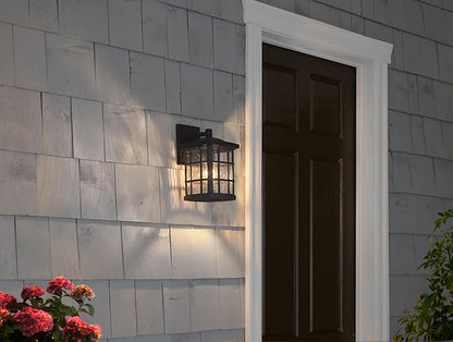 Quoizel Stonington Outdoor Wall Lantern, Coastal Armour 13 Inch 1-Light Mystic Black Vintage Wall Sconce, Clear Water Glass, 100W, Decorative Outside Lights for Patio, Porch, Garage or Yard