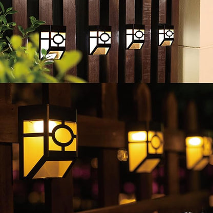 Outdoor Solar Powered LED Wall Lights Waterproof Decorative Lighting for Outside Wall Deck Fence Patio Front Door Stair Steps Landscape Garden Yard Backyard Driveway Path Warm White 6 Pack