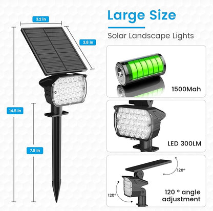VOLISUN Solar Spotlight Outdoor, IP67 Waterproof Solar Landscape Spot Lights，Uplights for Yard Garden Pathway - 8 Pack (Warm White) 27 LED 3 Lighting Modes