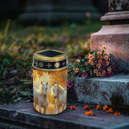 Horse Solar Garden Lights Waterproof Solar Pathway Lights Outdoor Solar Lantern Stake Lights Autumn Leaves Outdoor Decorative for Yard Patio Spotlight Driveway