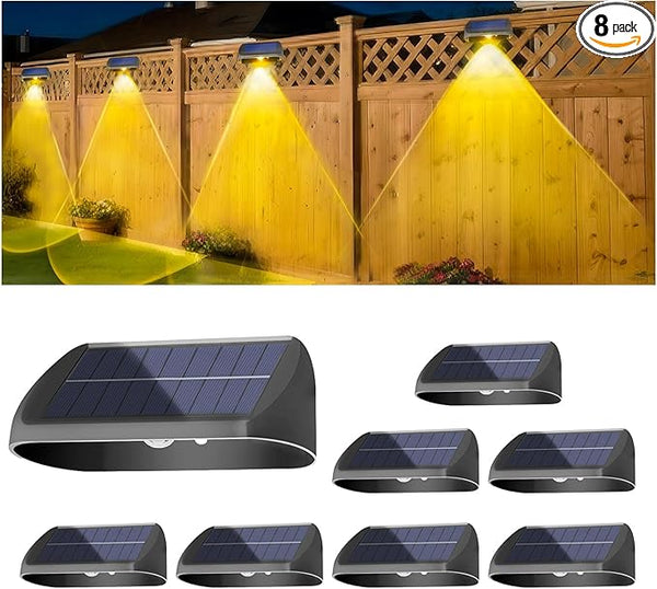 EGOBOO Solar Fence Lights 8 Pack, Backyard Solar Lights Outdoor Waterproof, Dusk to Dawn Auto Lighting Mounted for | Lumora