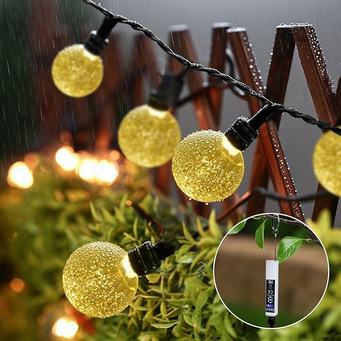 SMY Lighting 22FT*2 Rechargeable Battery Operated 50 LED Crystal Globe String Lights Outdoor/Indoor,Patio Hanging | Lumora