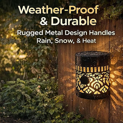 Decorative Solar Mandala Lights Outdoor, Metal Solar Powered Mandala Fence Lights for Garden Patio Yard, Waterproof Mandala Theme Outdoor Decor (2pcs)
