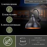 VAXCEL Delano Bronze Motion Sensor Dusk to Dawn Farmhouse Barn Dark Sky Outdoor Wall Light | Lumora