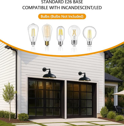 23" Extra Large Outdoor Gooseneck Barn Light - Black Wall Mount Light, Rust-Resistant and Water-Resistant, Classic Farmhouse Design, Suitable for Warehouse, Garage and Porch - 2 Pack