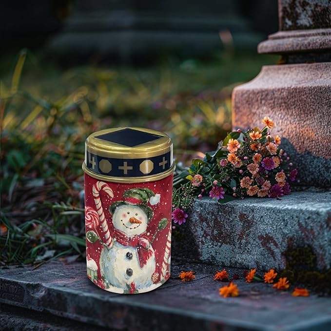 Garden Decor Solar Light Cute Snowman-Christmas Outdoor Stake Patio Yard Lawn Porch Pathway Grave Solar Lights for Cemetery Christmas Outside Waterproof Decorations