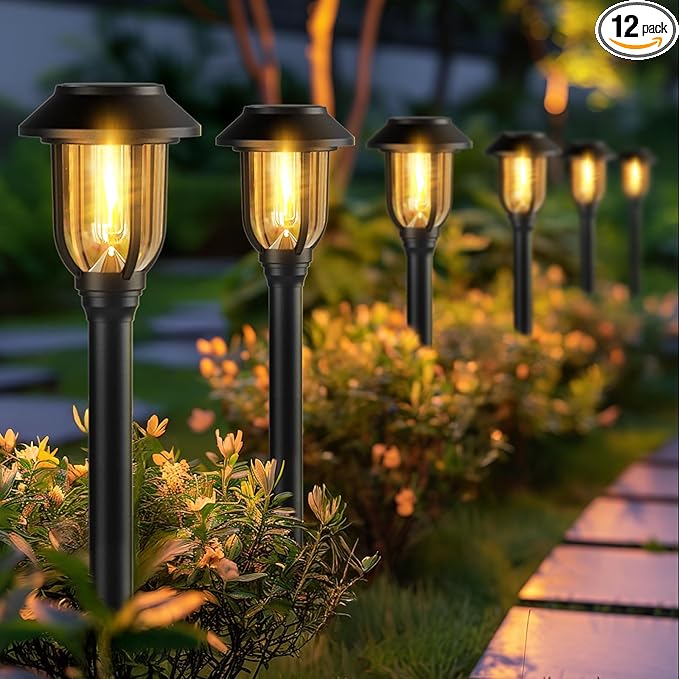 12 Pack Solar Pathway Lights Outdoor, Solar Lights Outdoor Waterproof Auto On/Off,Solar Garden Lights Solar | Lumora