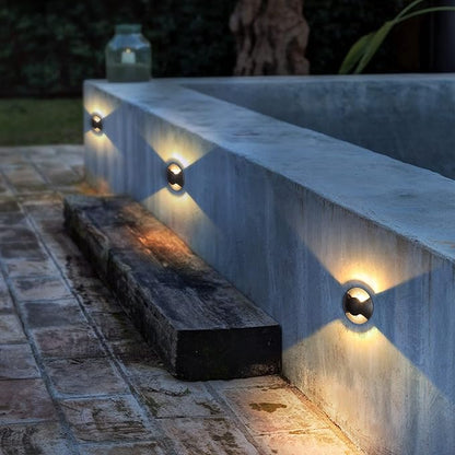 Well Lights Low Voltage Landscape Lighting Outdoor In Ground Lights LED2W Double Sides Lighting AC/DC 12V-24V Warm White Waterproof IP67 Aluminium,4PACKS