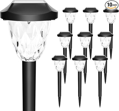 Solar Outdoor Lights Waterproof,Solar Pathway Lights Outdoor with Great Pattern, Auto On/Off Garden Decor for Outside Garden Walkway Driveway Pathway(10 Pack)