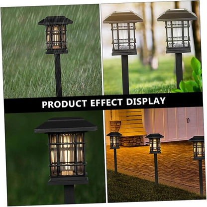 Toyvian Solar LED Landscape Lights for Outdoor Garden Pathway Waterproof 4-Piece Set Dusk-to-Dawn Sensor for Yard Lighting