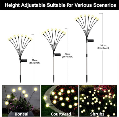 Swaying Solar Firefly Lights Outdoor, 8 Modes 800mAh Firefly Swaying Solar Garden Lights Waterproof for Outside Plant Yard Patio Pathway Christmas Garden Decor Flashing Warm White(4 Pack)