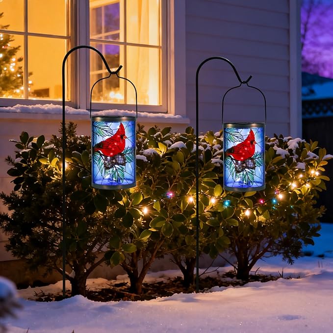 MUMTOP Hanging Solar Lanterns Outdoor Waterproof, Christmas Lantern Cardinal Solar Lights Outdoor Decorative Solar | Lumora