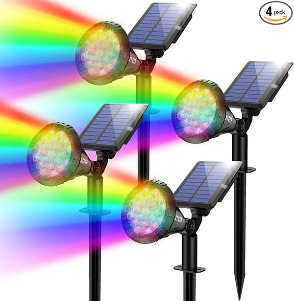 Solar Spotlights Outdoor Color Changing, 180°Adjustable Flag Pole Lights, IP67 Garden Lights Solar Powered | Lumora