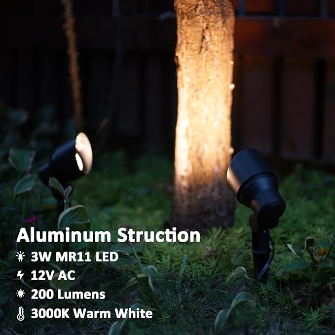 Low Voltage Spotlights 2PK 3W MR11 LED Floodlights 12V AC Outdoor Spot Lights Landscape Lighting Kit 200 Lumens | Lumora