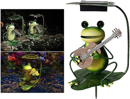 jojomis Solar Garden Light Waterproof LED Lamp Patio Yard Lighting,Frog with Guitar,16x9CM