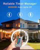 Lightdot 96FT Outdoor RGB String Lights - Dimmable Color Changing LED Patio Lights with Remote, Waterproof | Lumora