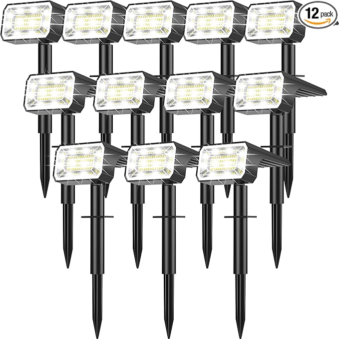 Solar Spot Lights Outdoor Waterproof IP65, [12 Pack/100 LED/4 Modes] 2-in-1 Solar Landscape Spotlights, Auto On/Off | Lumora