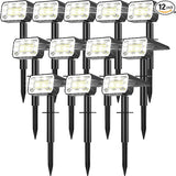 Solar Spot Lights Outdoor Waterproof IP65, [12 Pack/100 LED/4 Modes] 2-in-1 Solar Landscape Spotlights, Auto On/Off | Lumora