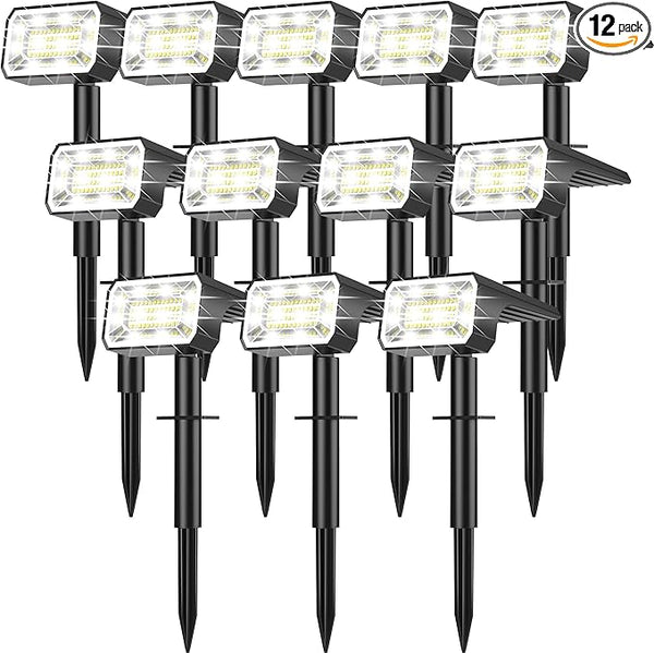 Solar Spot Lights Outdoor Waterproof IP65, [12 Pack/100 LED/4 Modes] 2-in-1 Solar Landscape Spotlights, Auto On/Off | Lumora