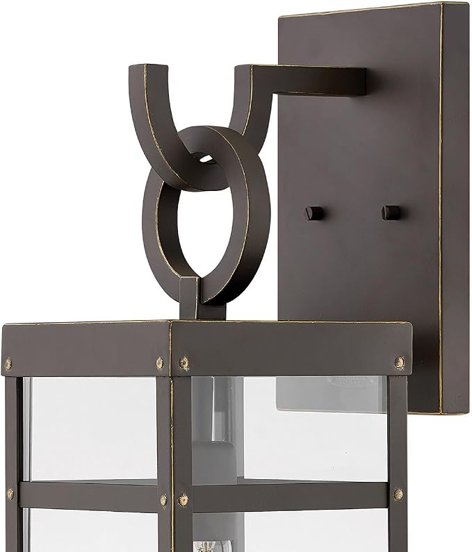 Hinkley Porter 2804OZ Medium Outdoor Wall Mount Lantern - Durable Aluminum Industrial + Arts and Crafts Style - Oil Rubbed Bronze