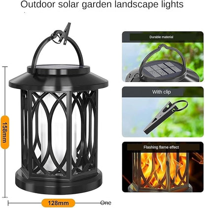 QUQUQ Solar Pathway Lights Security Powered Lights Hanging Flame Lamp Outdoor Motion Sensor Yard Patio Decor