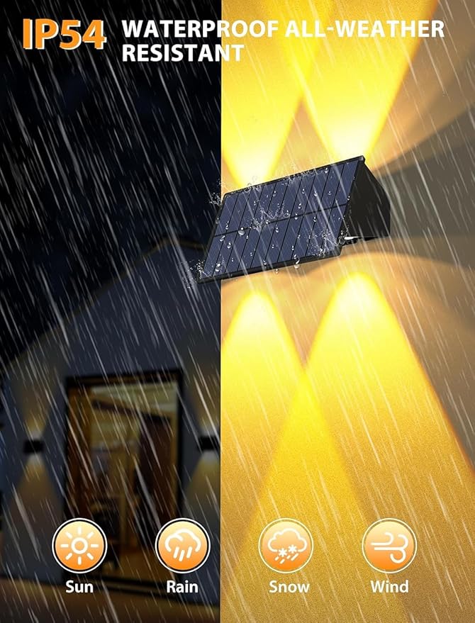 Solar Fence Lights,6 Pack Solar Lights Outdoor Warm White+RGB Up & Down Waterproof 100 Lumens Dusk to Dawn for | Lumora
