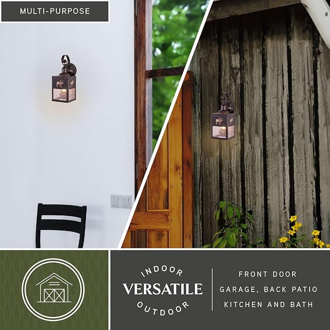 VAXCEL 2-Pack Yellowstone 12.75 in. H 1-Light Burnished Bronze Rustic Moose Outdoor Wall Sconce, Durable Steel | Lumora