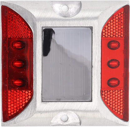 Solar Driveway Lights, Cast Aluminum IP68 Light with 72H Runtime for Pathway and Highway Marking (Red)