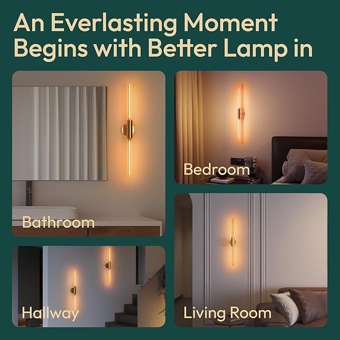 ALAMPEVER Wall Sconce with T10 Bulbs, Modern Bathroom Wall Sconces, Clean Lines Design, Dimmable Wall Light for Bedroom, Living Room, Hallway, Entryway, Café, and Bar