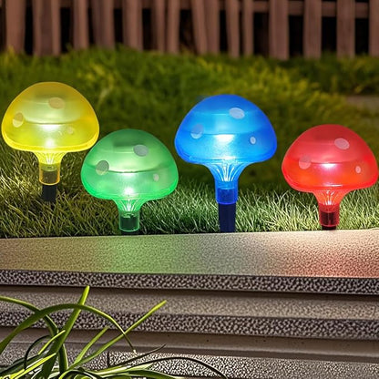 Bright Zeal 4-Pack Mushroom Solar Lights Outdoor Waterproof (8.5" Tall, 4" Wide) - Mushroom Outdoor Garden Red Green Yellow Blue - LED Garden Lamps for Outside Solar Fairy Stake Lamps