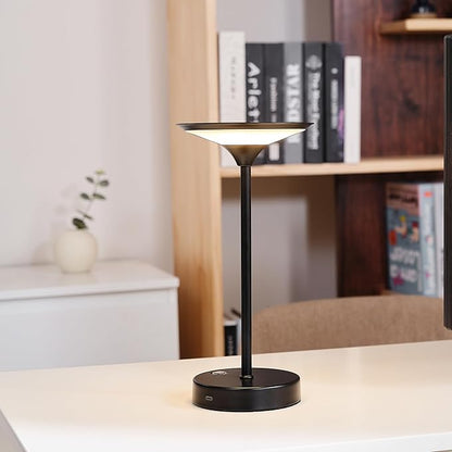 GLOBE Electric x Novogratz 60000031 12" 1.5W LED Integrated Outdoor Table Lamp, Matte Black, Frosted Diffuser, USB-C Charging Cable, On/Off Touch Switch on Base, 3-Step Dimmer, Outdoor Table Décor