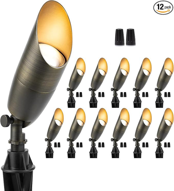 Gardenreet Outdoor Cast Brass Spot Flood Light - 12V LED Accent Uplighting Waterproof, Low Voltage Landscape Lights | Lumora