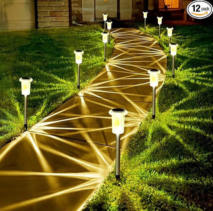 10 Pack Outdoor Solar Lights Solar Pathway Lights LED Waterproof Stainless Steel Driveway Lighting for Outside | Lumora