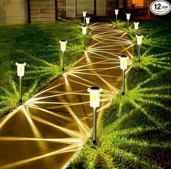 10 Pack Outdoor Solar Lights Solar Pathway Lights LED Waterproof Stainless Steel Driveway Lighting for Outside | Lumora