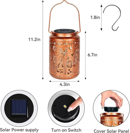 Sunflower Solar Lanterns Outdoor,Hummingbird Gifts Metal Hanging Lights,Waterproof LED Solar Lights for Garden,Yard,Patio Pathway Lawn Decor,Birthday Gifts for Women, Mom, Grandma-with S-Hook