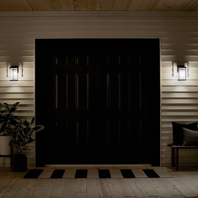 Kichler Toman 10.25" 1 Light Outdoor Wall Light with Satin Etched Glass in Olde Bronze | Lumora