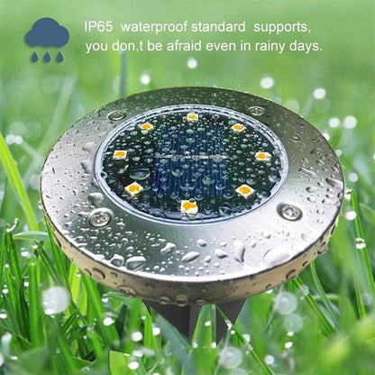 Ulalaza 4Pcs Solar Ground Lights 16 LED Waterproof Outdoor Garden Lights for Yard Driveway Lawn Pathway (Warm White)